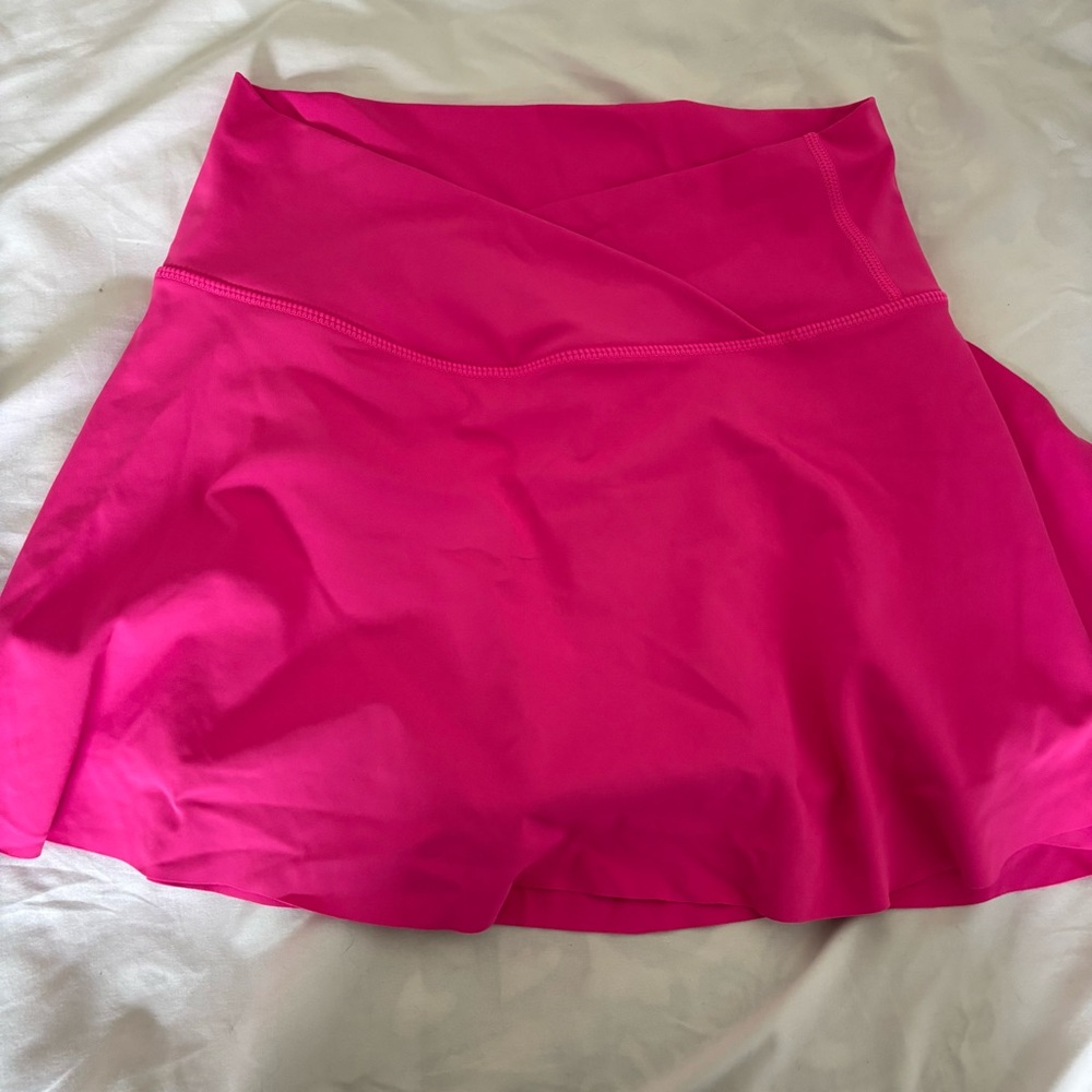 Pink Asymmetrical Mini Skater Skirt for Athletic Wear